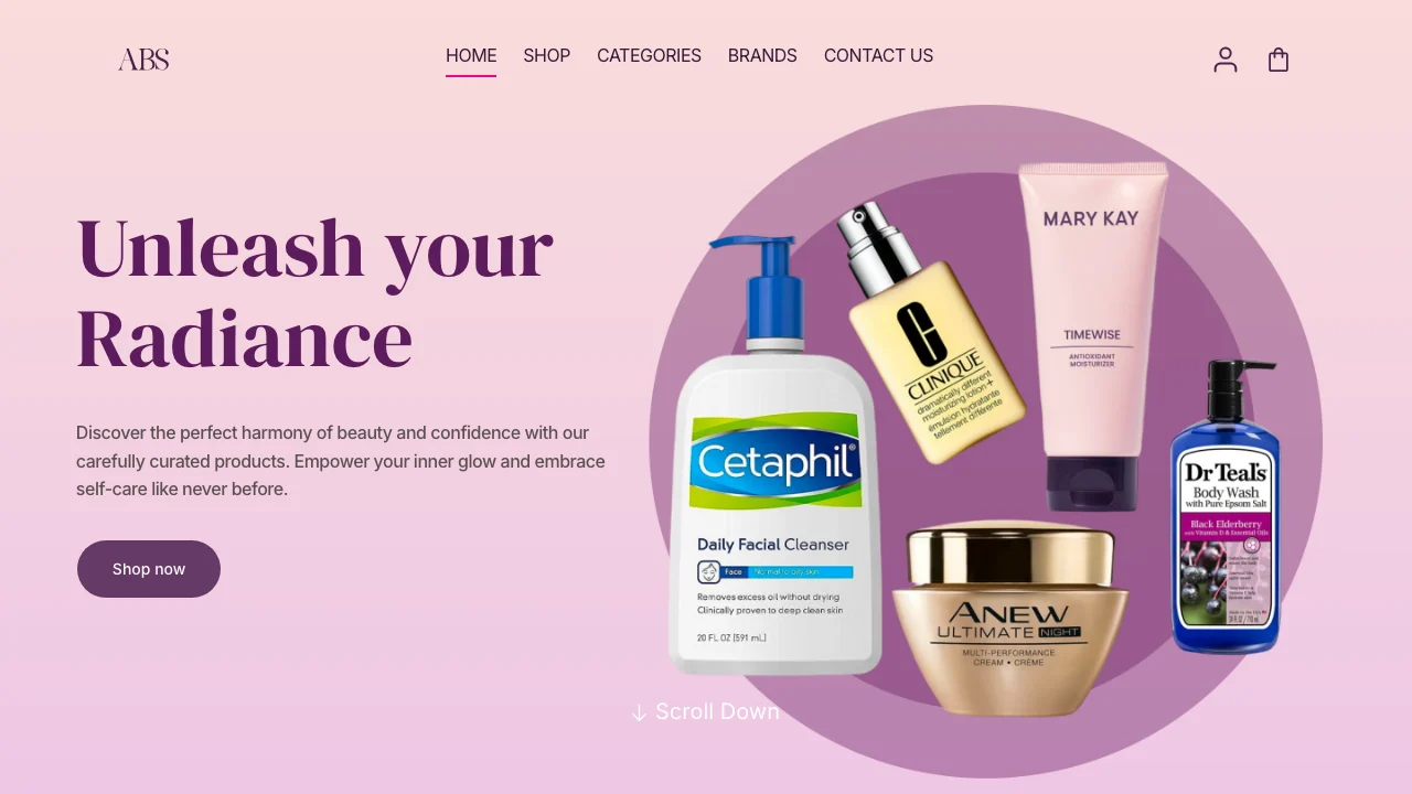 The Ayoni Beauty Store website
